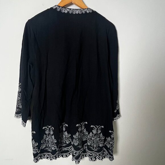 Charter Club Black White Embroidered Top XXL - Picture 3 of 6